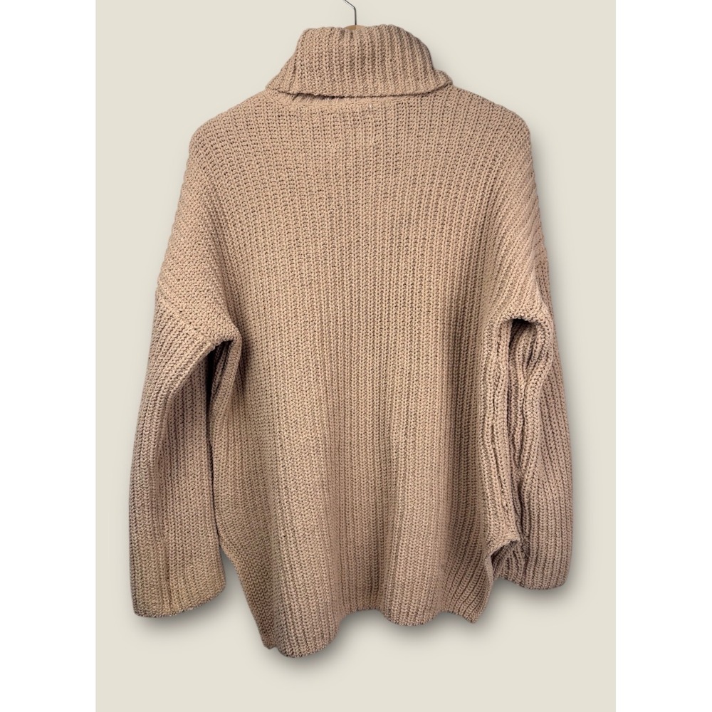 Abercrombie & Fitch Oversized Chunky Knit Turtleneck Sweater Tunic Camel Size S - Picture 2 of 9